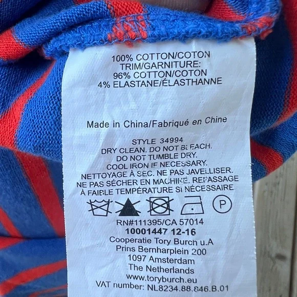 Tory Burch Striped Cotton Dress – Blue & Red, Size M - Picture 7 of 7